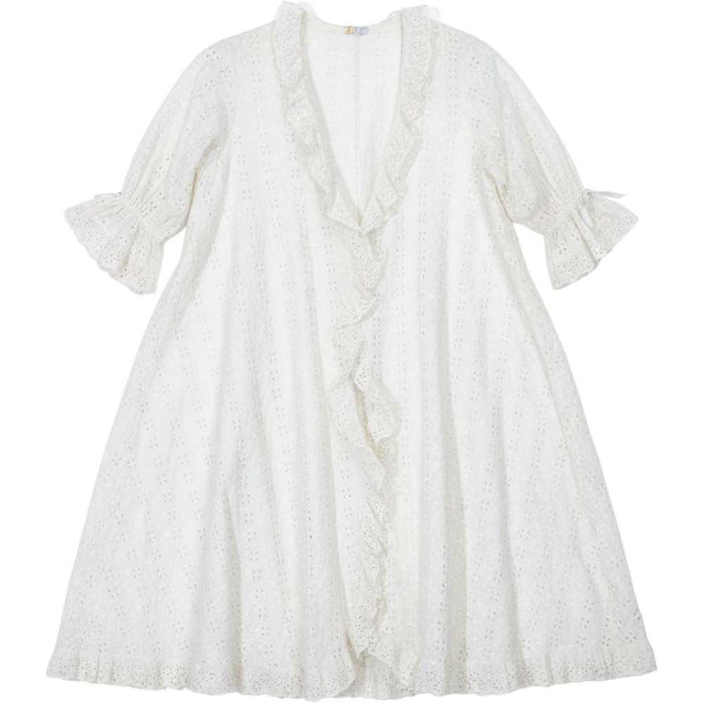 Vintage Saks Fifth Avenue Eyelet Prairie Ruffle Boho Coquette S nightgown cover